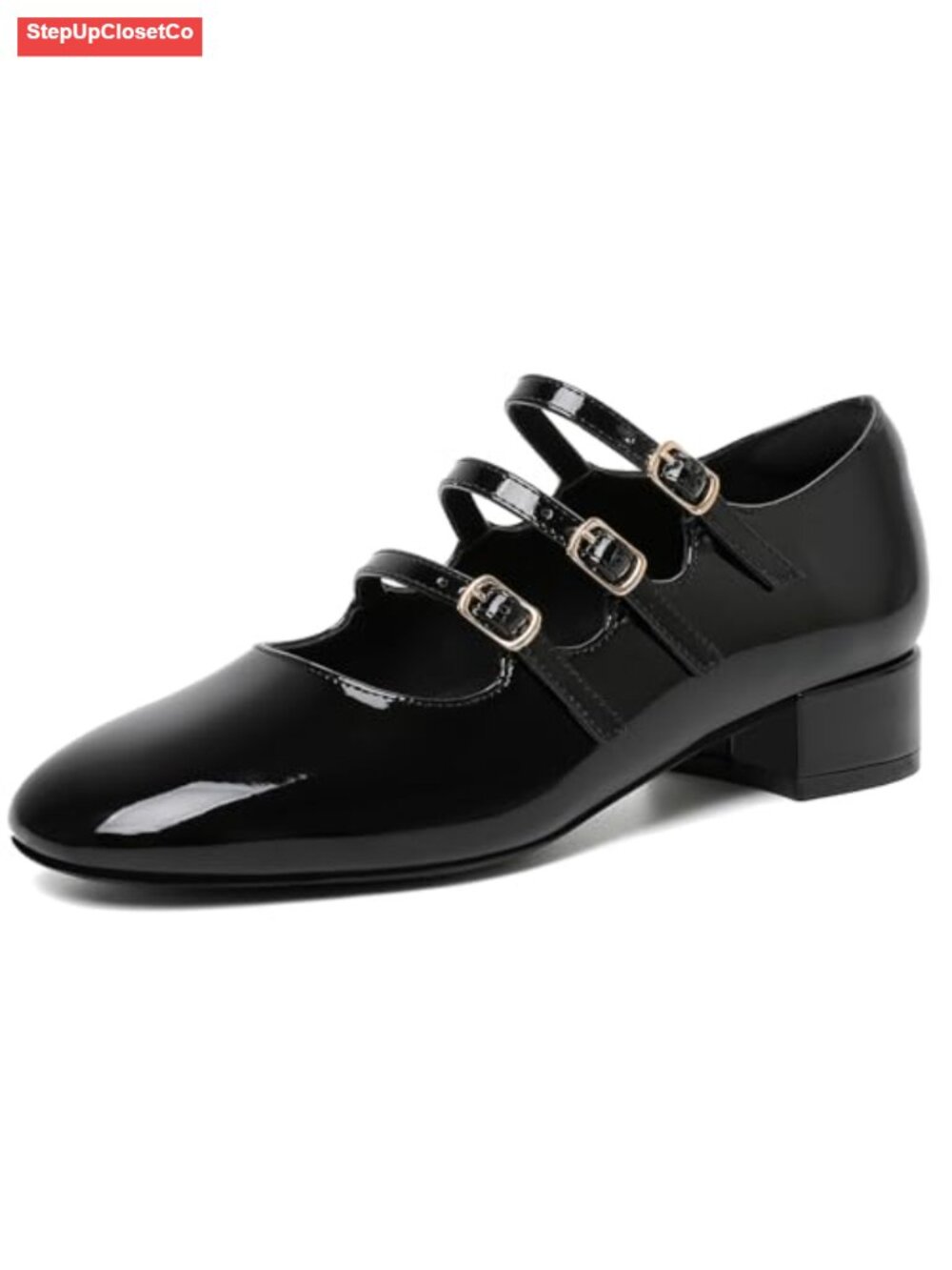 Women's Mary Jane Pumps Chunky Low Heels Faux Leather Buckle Dress Shoes